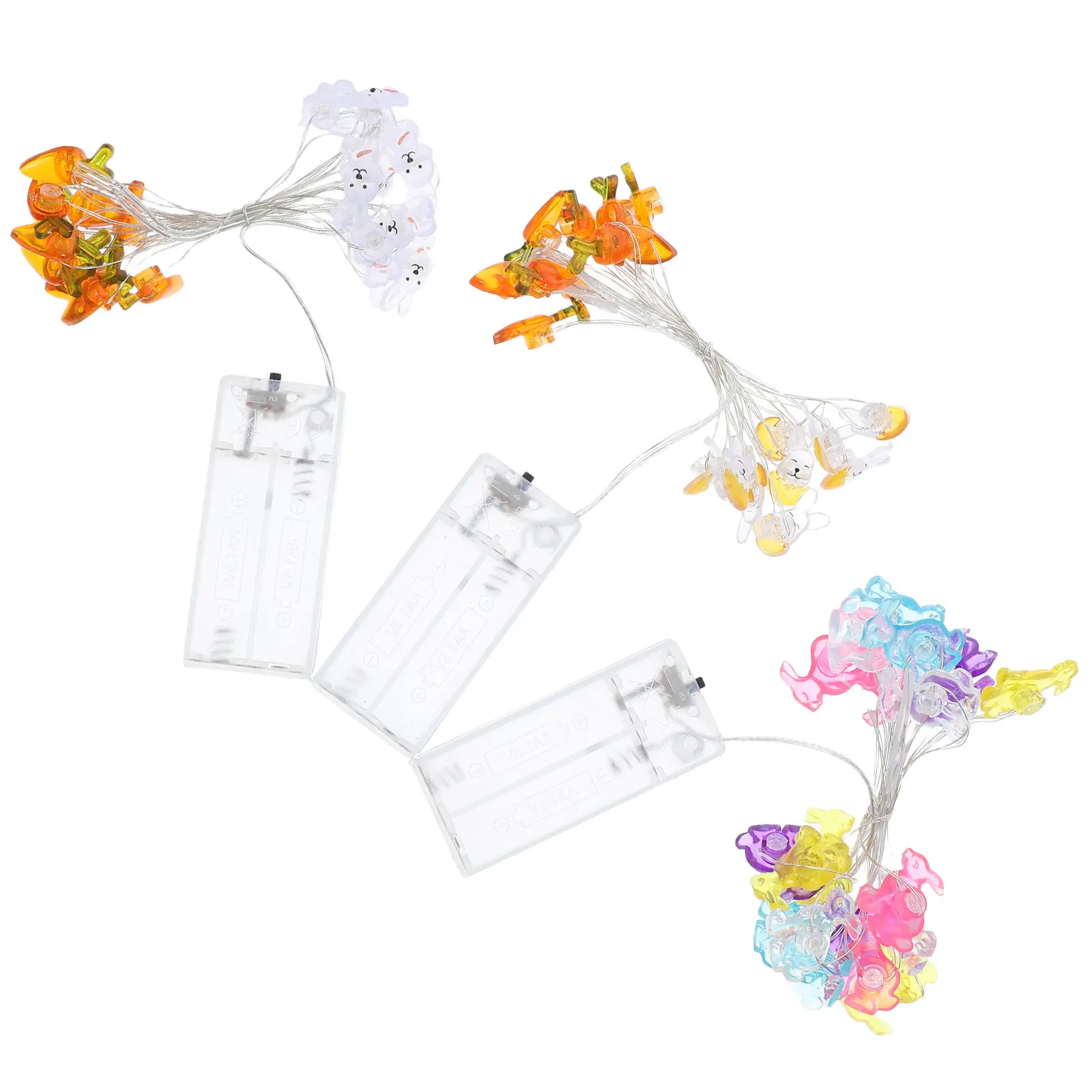 

3 Pcs Easter Led Lights Fairy Lighting for Outdoor Carrot Bunny Home Decor Decorations
