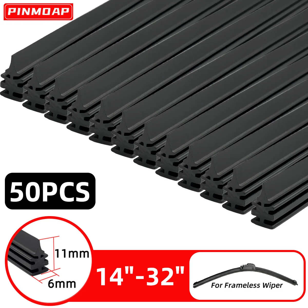 

PINMOAP 50 шт. Автомобильные сменные полоски для стеклоочистителей из натурального каучука 14-30 дюймов