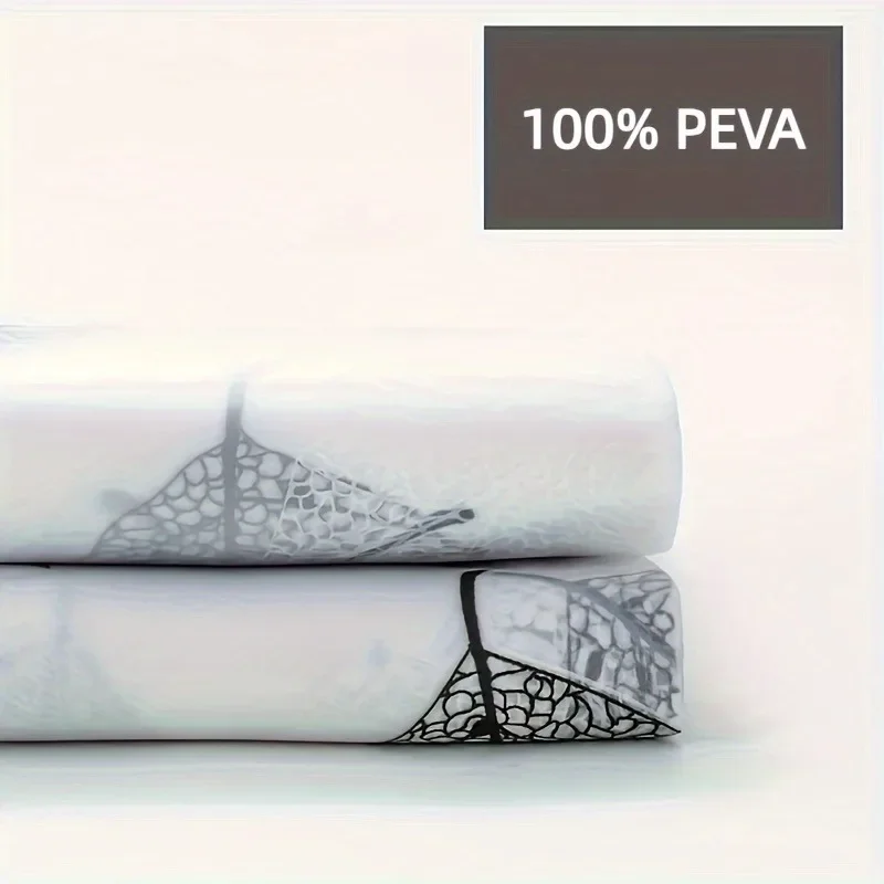 180X180CM Waterproof PEVA Shower Curtain Leaf Pattern Bath Curtain with Hooks Home Bathroom Decor