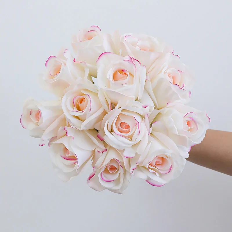 

10Pc/lot Artificial Moisturizing Rose Real Touch Flowers Wedding Decor Valentine's Day Rose Bridal Bouquet Party Home Decoration