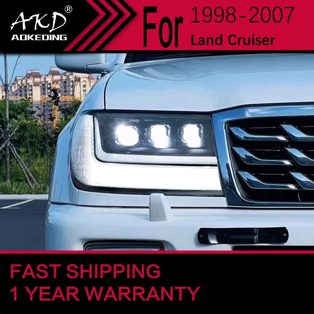 

Автомобильные фары для Toyota Land Cruiser светодиодный, фары 1998-2007 LC100, фары головного света, ДХО, Проекционные линзы, автомобильные аксессуары