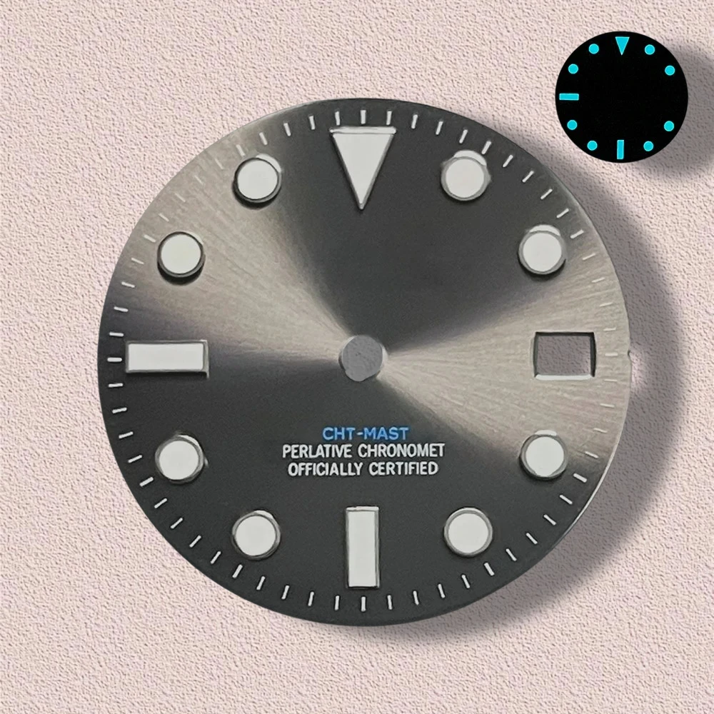 High Quality 28.5mm S Logo NH35 Dial Sunray YT-M Dial Suitable For NH35/NH36/4R/7S Movement Ice Blue Luminous NH35 Accessories