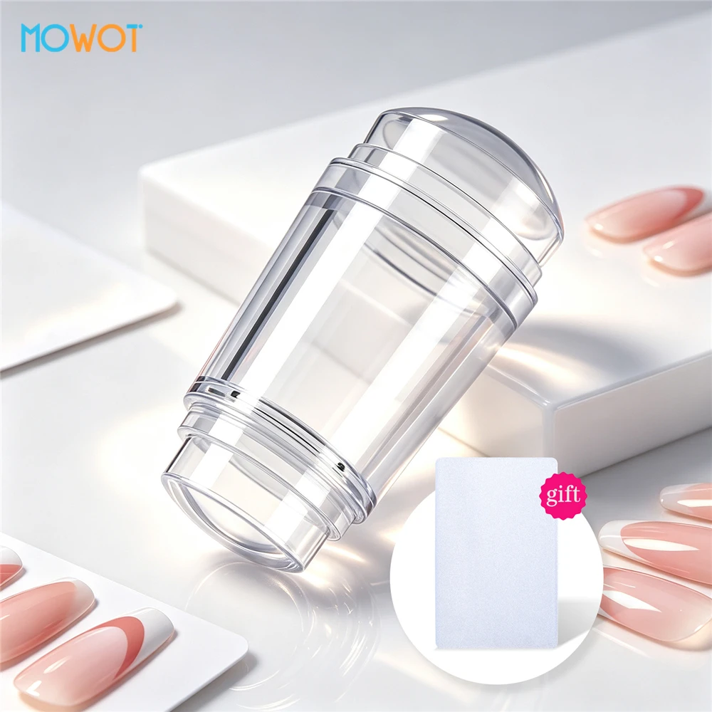 MOWOT Silicone Nail Art Stamping Template Kit Transparent French Manicure Nail Printing Plates Stamper Scraper Manicure Tools