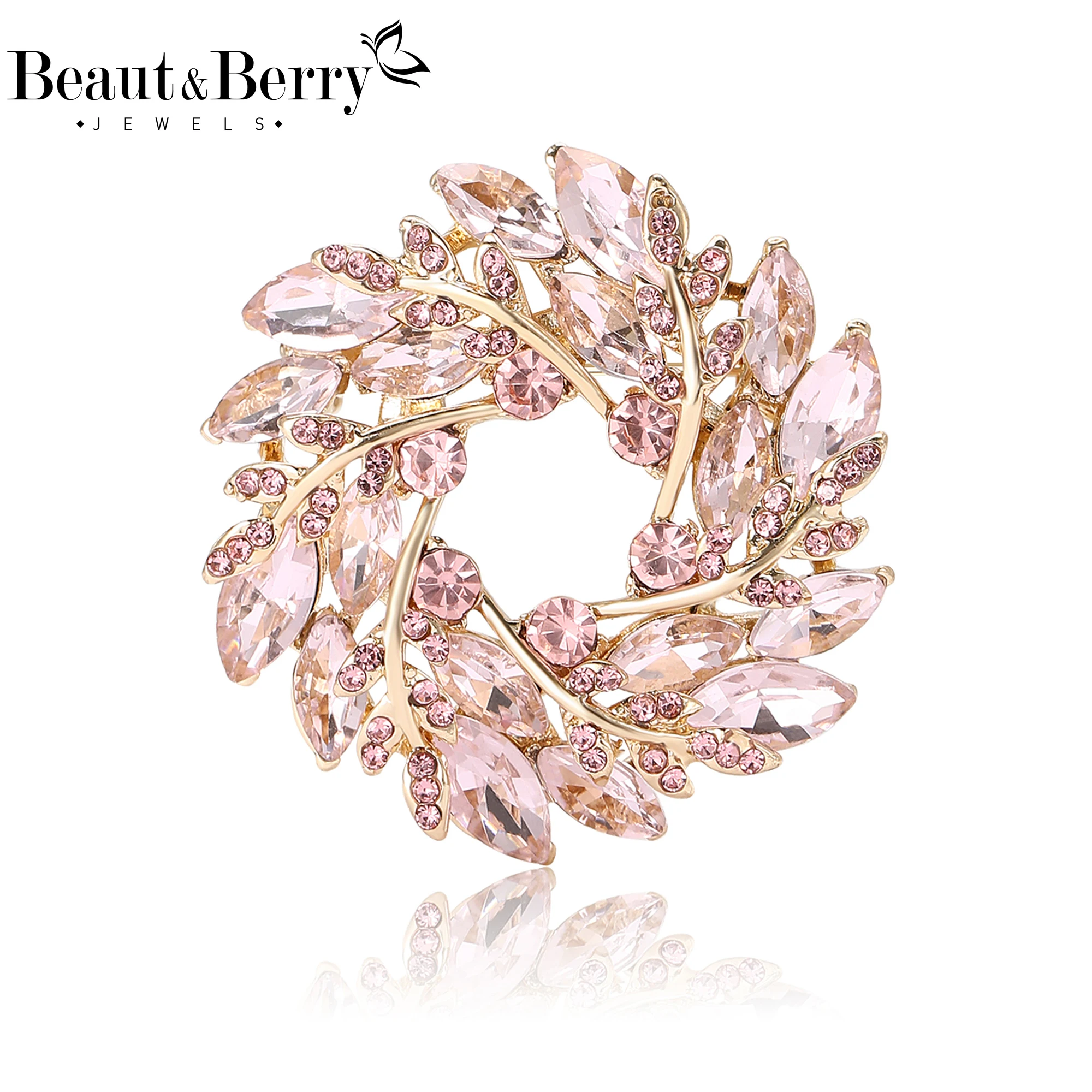 

Beaut&Berry Luxury Rhinestone Wreath Brooches for Women Unisex Plant Pins Casual Party Jewelry Accessories Gifts Decoration