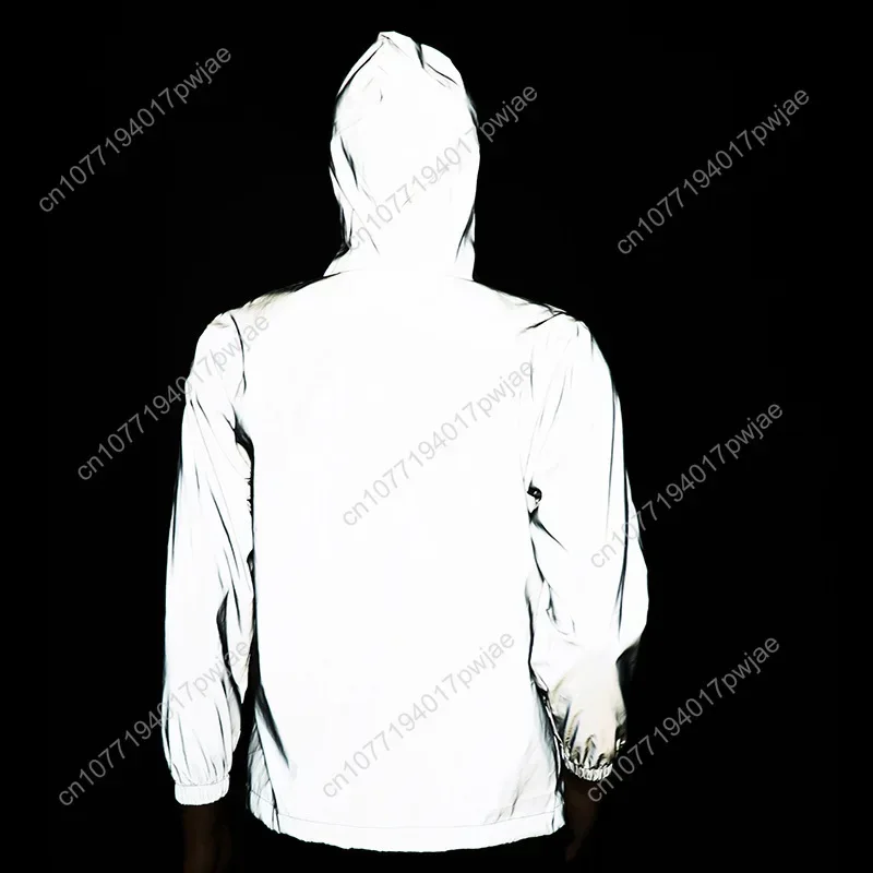 Chaqueta reflectante personalizada para hombre y mujer, Abrigo con capucha, cortavientos para correr al aire libre, ciclismo, senderismo, cremallera, sudadera con capucha personalizada