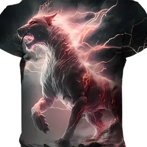 Erkek tişört baskı kaplan, 3D Harajuku, boyun, standart, siyah yıldırım, bluz kısa kollu giyim, ekstra büyük ve yaz 12 en çok satan kaplan gömleği - №3