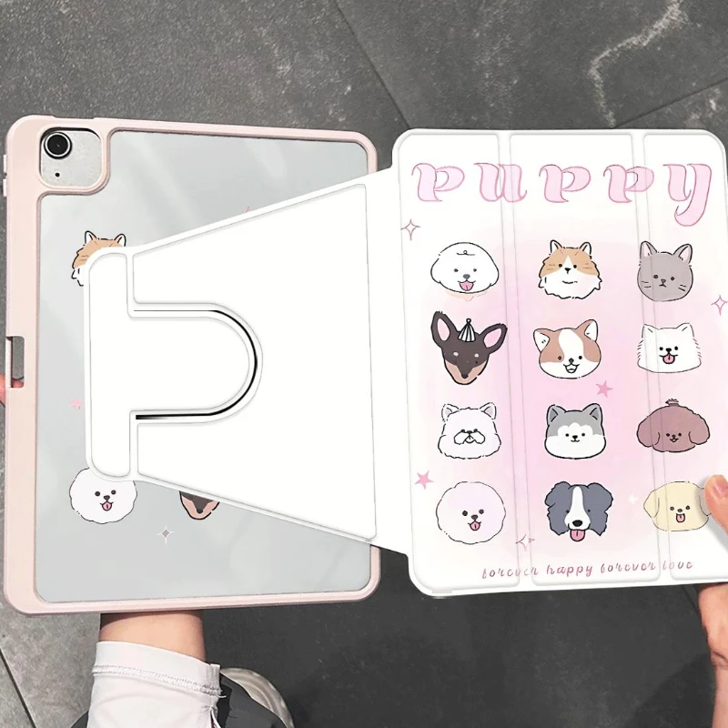 Cute Puppy Head for Ipad Air 5 4 10th 10.9 Case Pro 11 12.9 10.5 9.7 Cover 10.2 7th 8th 9th Gen 360° Rotation Shell Accessories