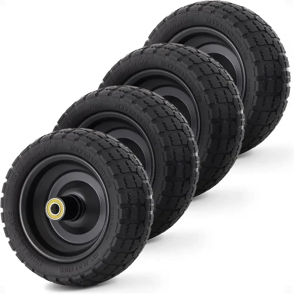 10 Inch Heavy-Duty Solid Polyurethane Replacement Wheels with 2.16 Hub for Lawn & Garden Carts and Hand Trucks
