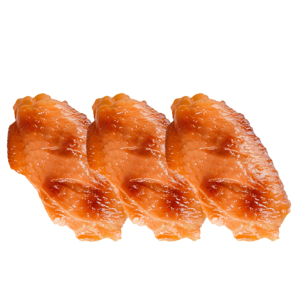 

3 Pcs Simulated Chicken Wing Ornaments Lifelike Realistic Fake Food Model Pvc Fried