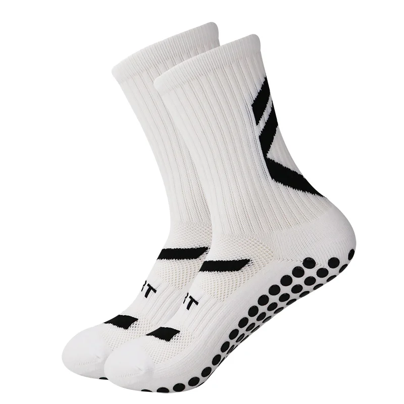 NEW Men Socks 2024 Football Soccer for Anti Teenage Slip Kid Boys Sport Grips Crew Socks Black White Blue High Qualit