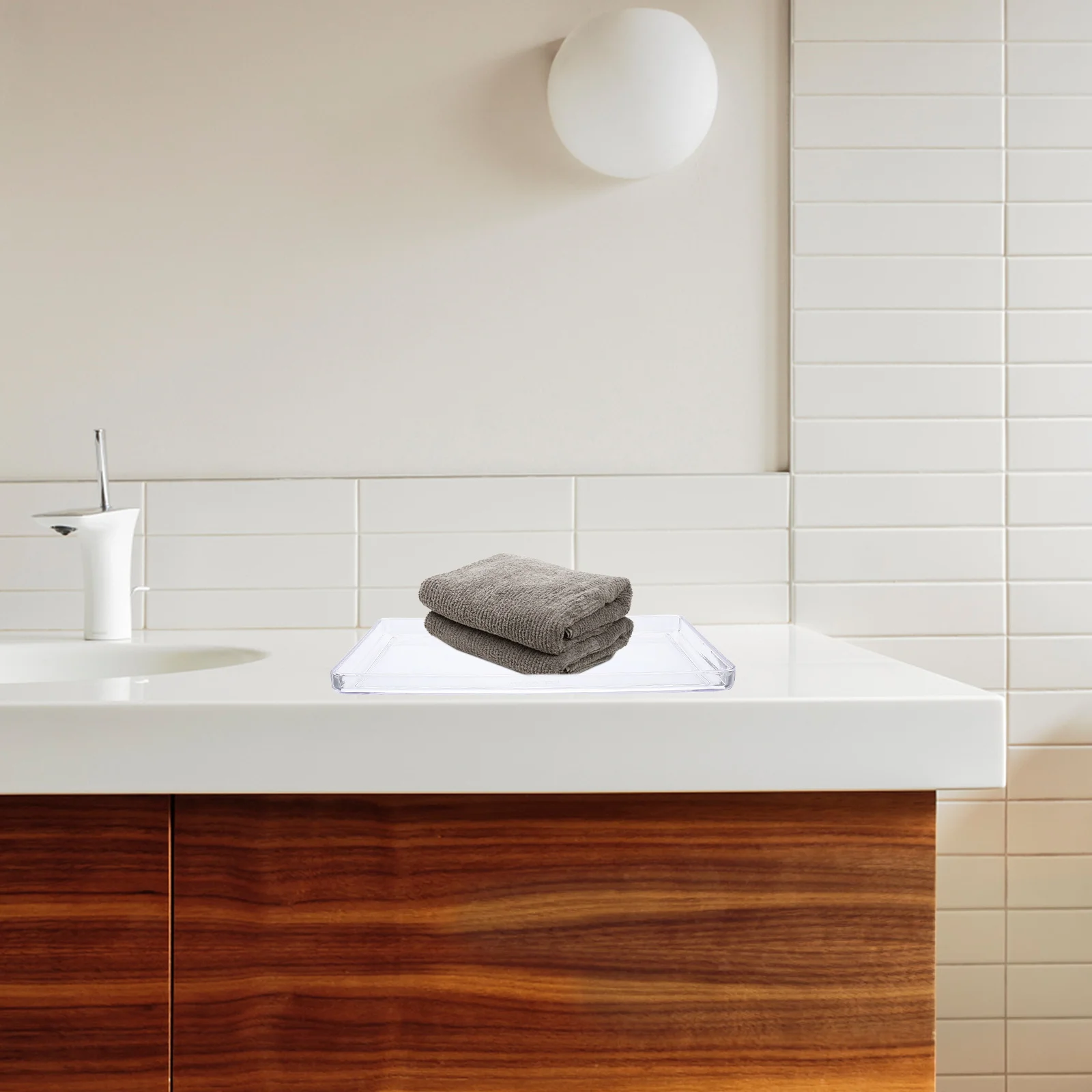 

Bathroom Storage Tray Transparent Plastic Bread Plate Towel Holder Acrylic Trays Fruit Stand Versatile Decorative Plates