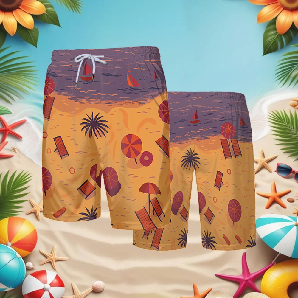 

Vacation Casual Hawaiian Beach Shorts Summer Seaside Surfing Quick-drying Breathable Shorts Fashion Classic Drawstring Pants