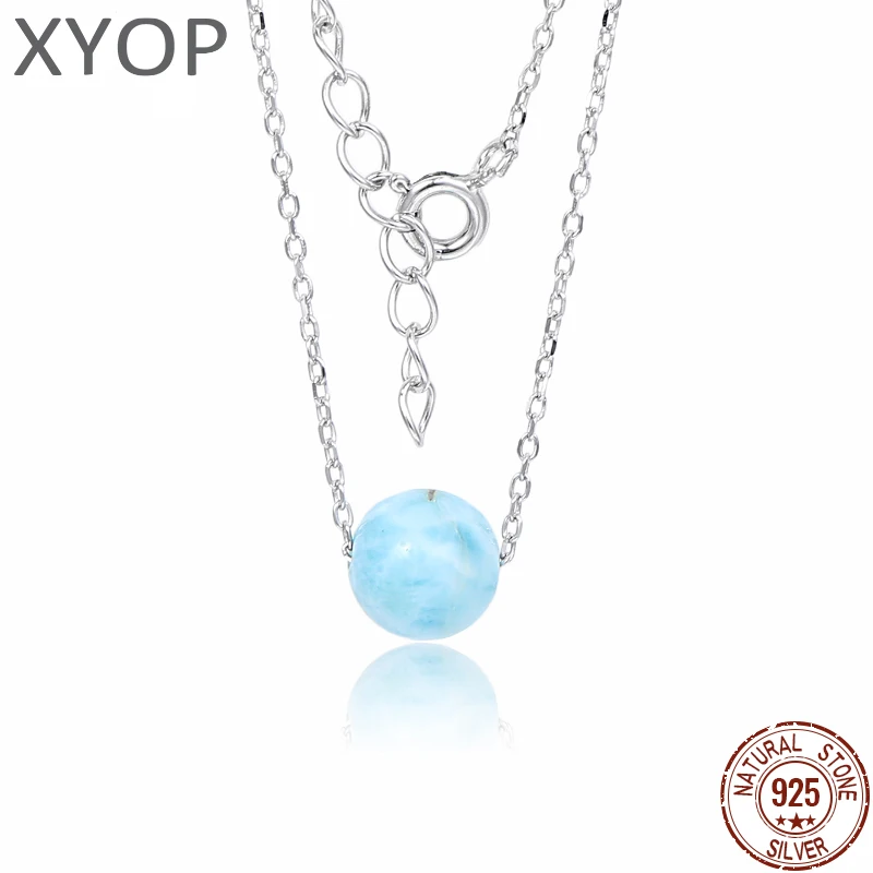 

Натуральный синий ларимар, круглые бусины для ожерелья, настоящее серебро 925 пробы, ювелирные изделия, подарок высокого качества