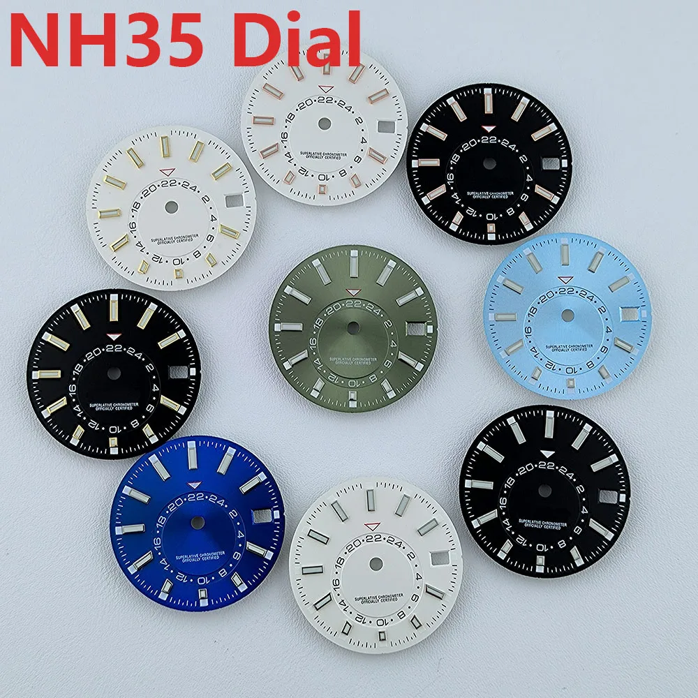 

NH35 Dial 28.5mm Watch Dial Custom logo Dial Green Luminous dial Shell dial fit NH Series movement watch accessories