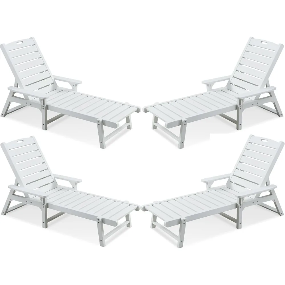 

Chaise Lounges ，Lounge Chairs with Adjustable Backrest, Supports Up to 350 lbs, All Weather Recliner Poly Lumber Lounges Bed