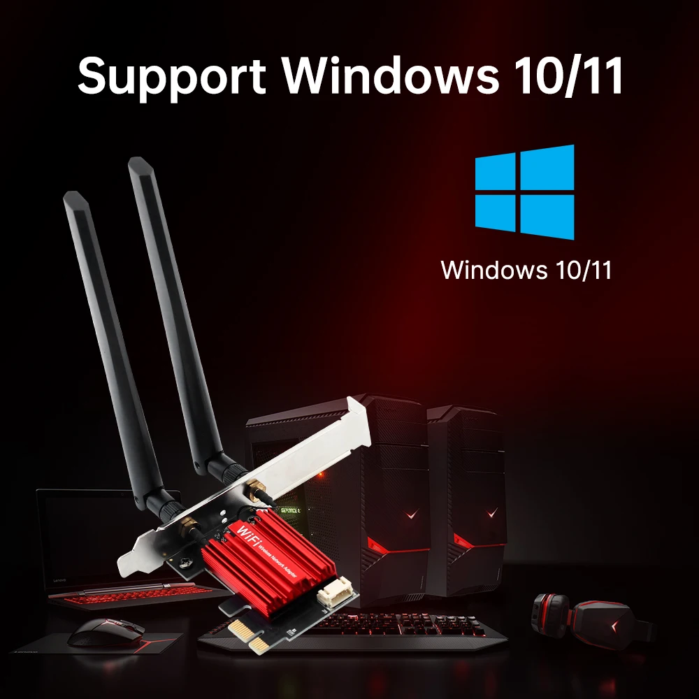 Fenvi 1200Mbps WiFi PCIE Adaptador Bluetooth 5.1 Dual Band 2.4G/5G AC1200 WiFi5 Placa de rede sem fio 802.11ac para PC Win 7/10/11