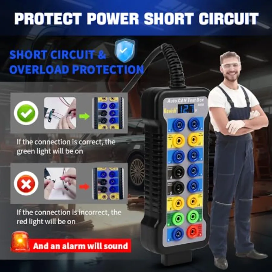 OBD2 Breakout Box Auto OBDII Protocol Detector 16-Pin CAN Bus Test Breakout Box with LCD Display for OBDII Protocol Communicati