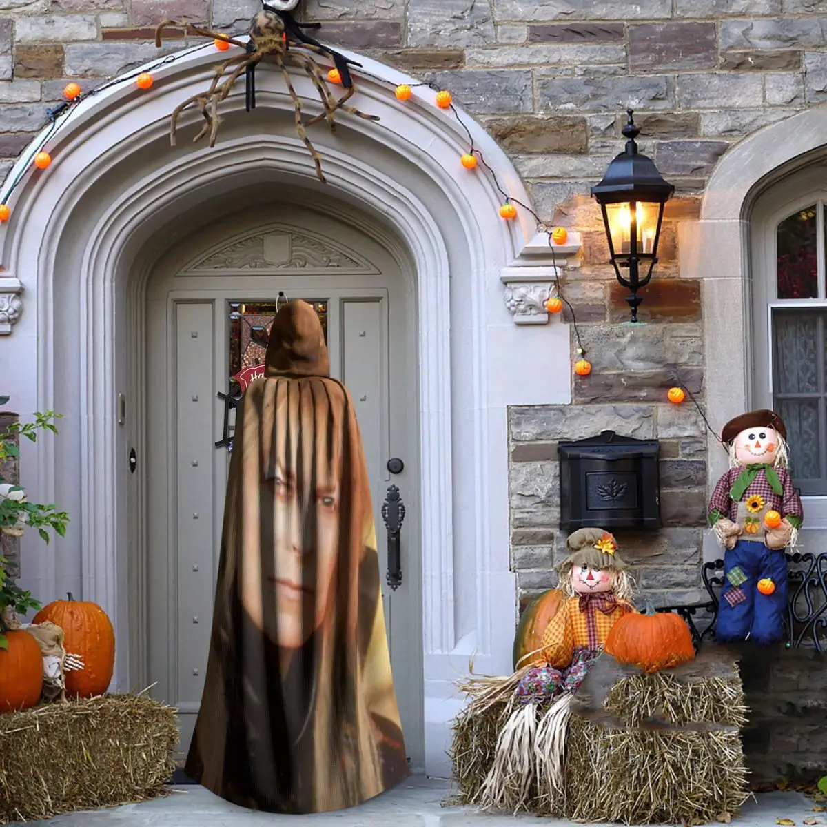 Jareth ملك العفاريت الوقاية في متاهة طويلة مقنعين عباءة الساحرة القرون الوسطى زي تأثيري كيب هالوين مصاص دماء الكبار