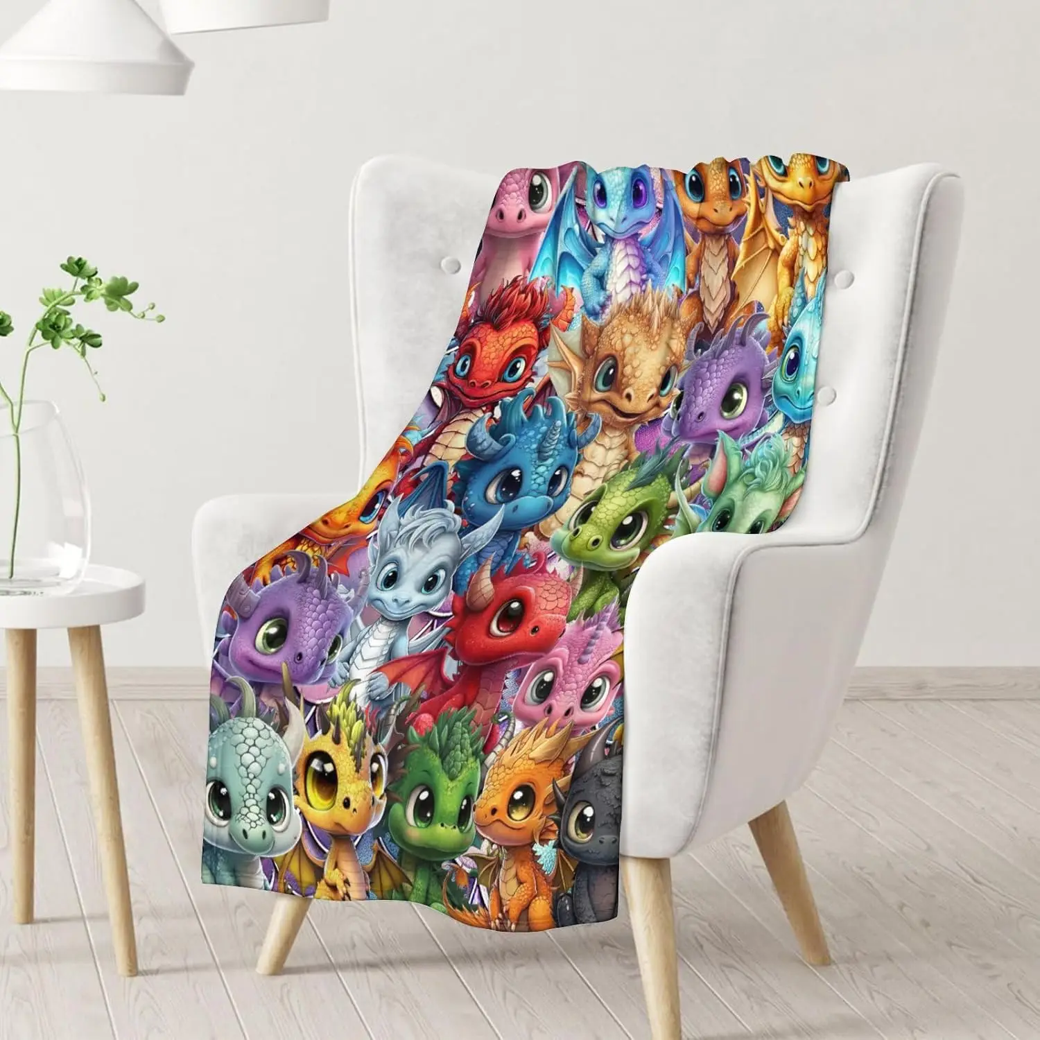 Dragon Blanket Gifts - 40x50 Inches Cute Throw Blanket for Kids, Boys & Girls - Colorful Soft Fuzzy Blankets for Couch, Sofa