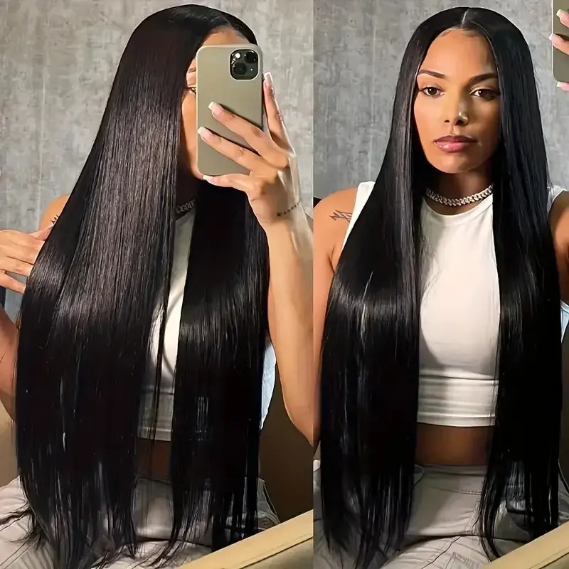 Rosabeauty 30 40 Inch Straight 13X4 Lace Front Human Hair Wigs Glueless Brazilian For Black Women Remy 180% Density For Women