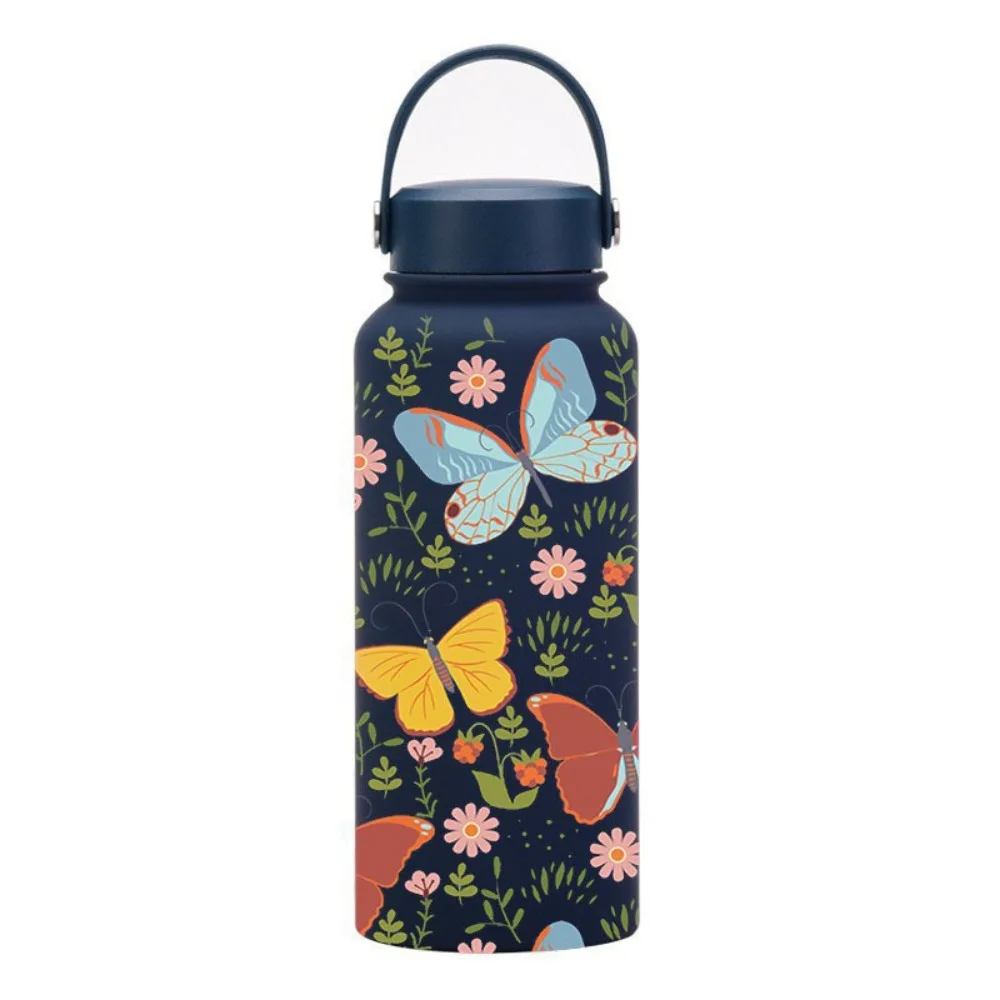

Gift Creative Thermal Water Bottle Portable 1L Outdoor Insulated Mug Large Capacity Leak-proof Floral Insulated Bottle Household