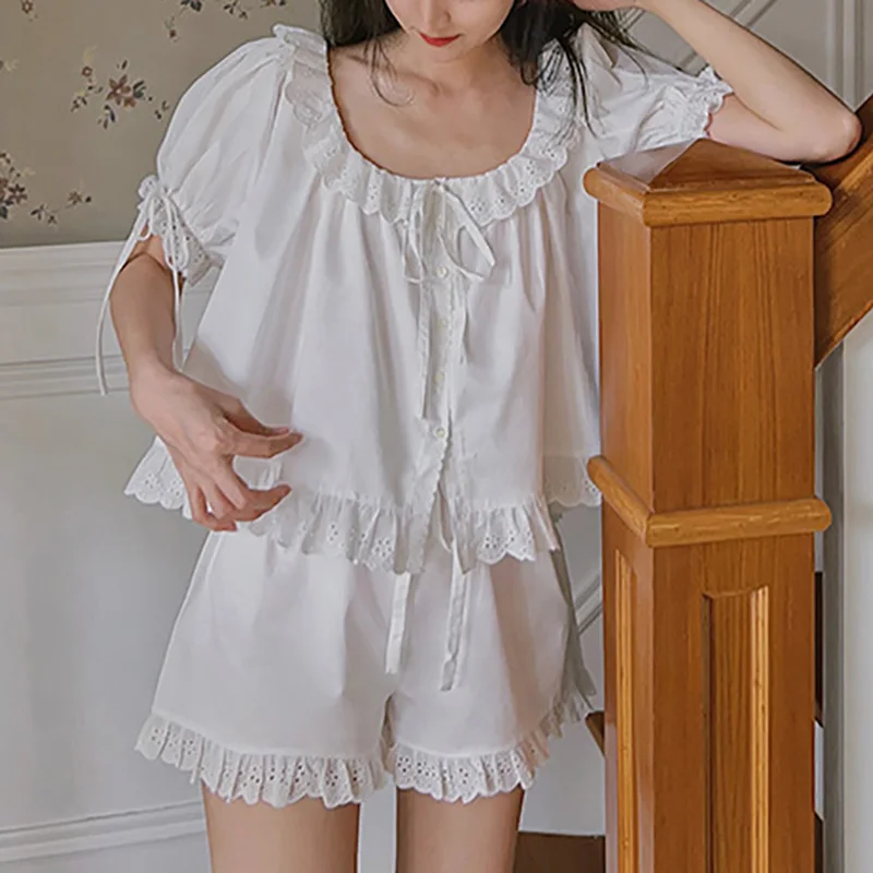 

Французский летний домашний костюм для девушек из Парижа: милый и очаровательный комплект для сна и отдыха для женщин