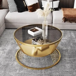 Nordic Light Luxury Extremely Simple Coffee Table Living Room Home Tempered Glass Simple Round Small Coffee Table