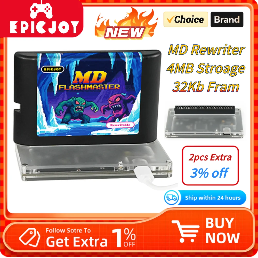

EPICJOY MD Rewriter Game Cartridge MD Flashmaster Programmer FlashKit For Sega 16bit Megadrive Genesis MD Game Console