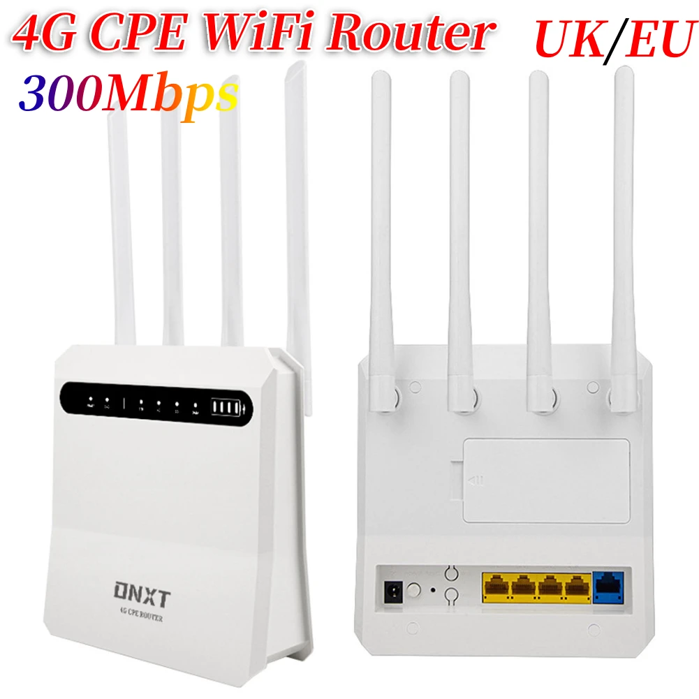 4G CPE Wireless Router with 5 RJ45 LAN Ports 300Mbps WiFi Hotspot 802.11 B/g/n Wireless Wifi Router 4 Antenna for Outdoor Indoor