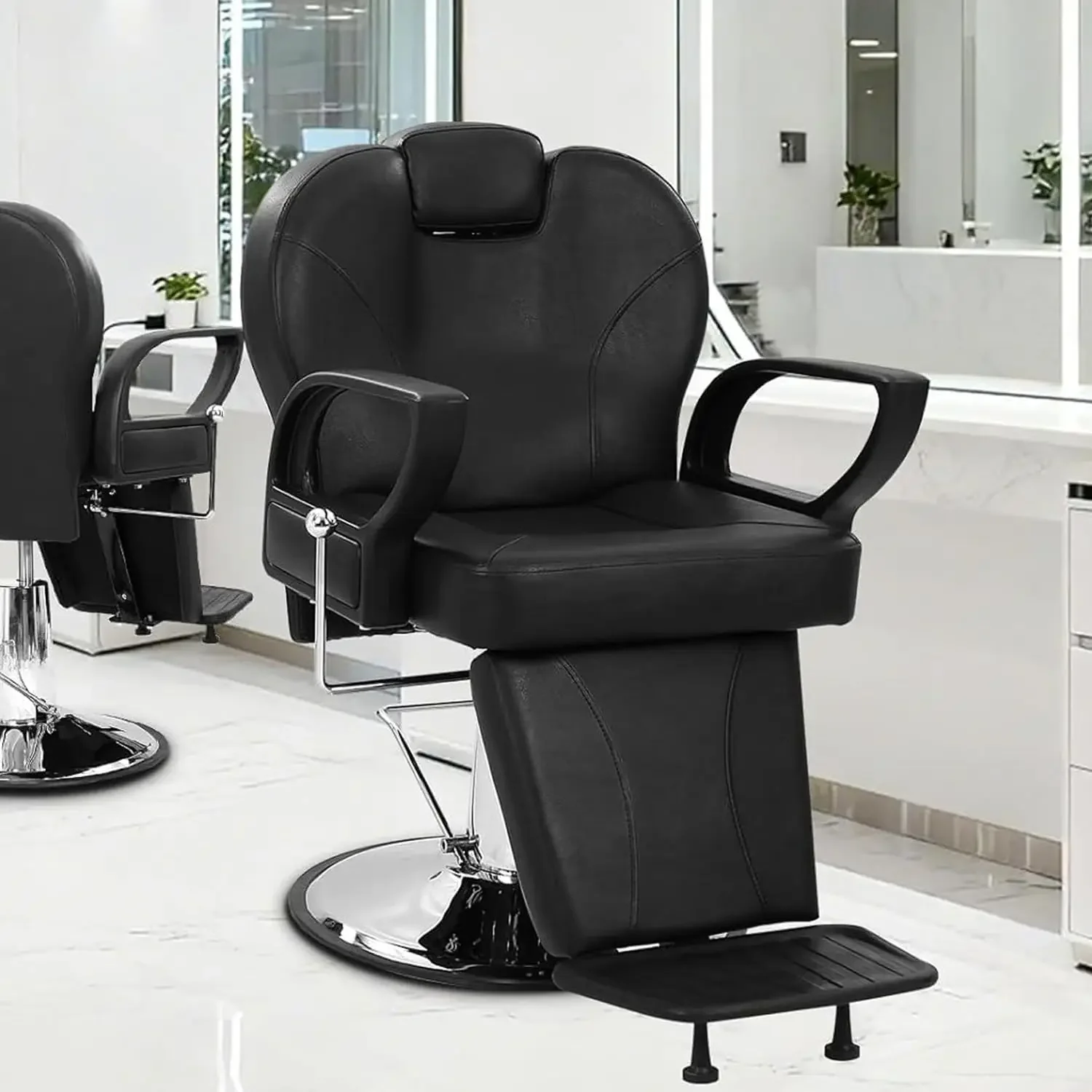 

Professional Hydraulic Reclining Barber Chair 360 Swivel Adjustable Height 330 Lbs Capacity