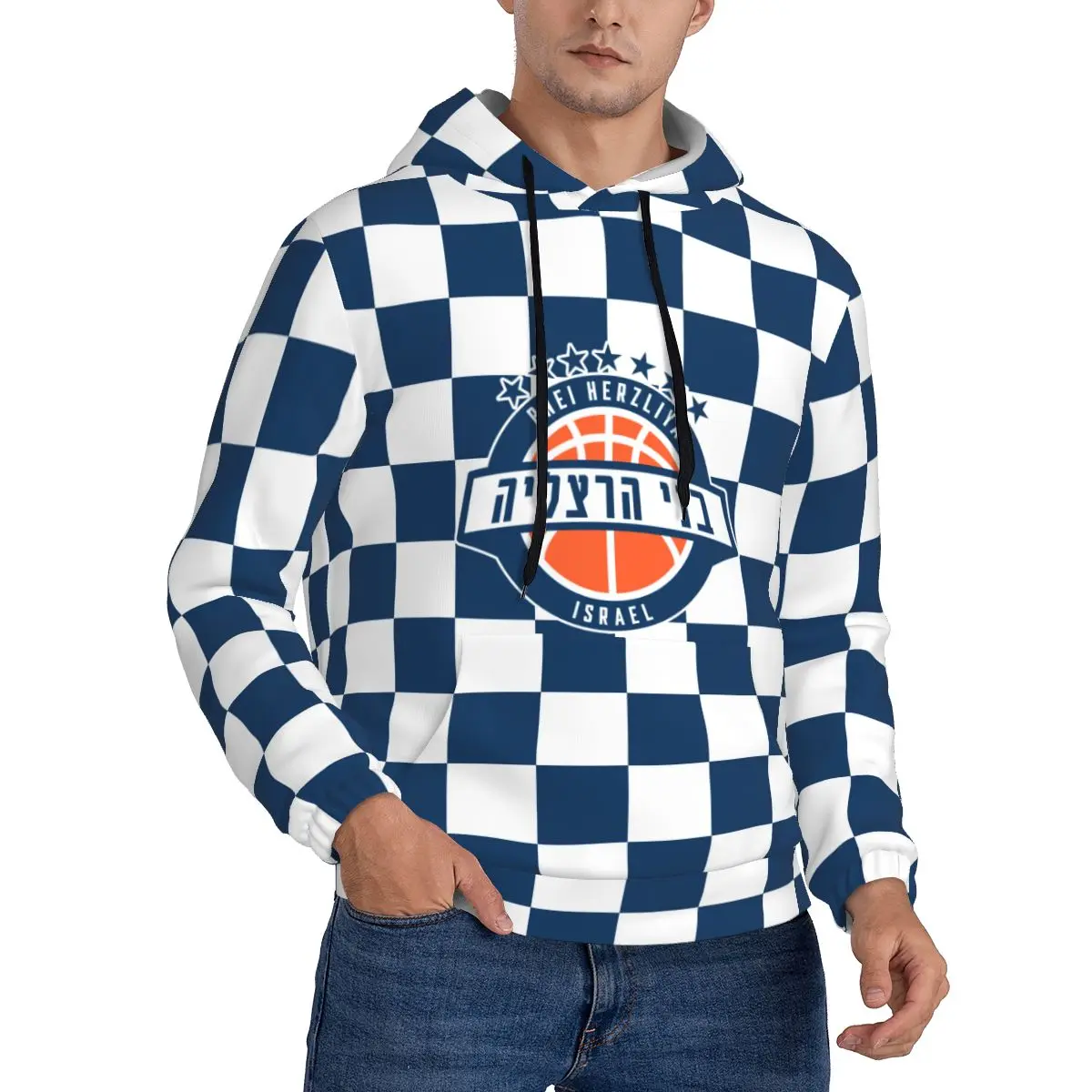 

Israel Bnei Herzliya Bc Men's hooded printed hooded street casual outdoor breathable pullover