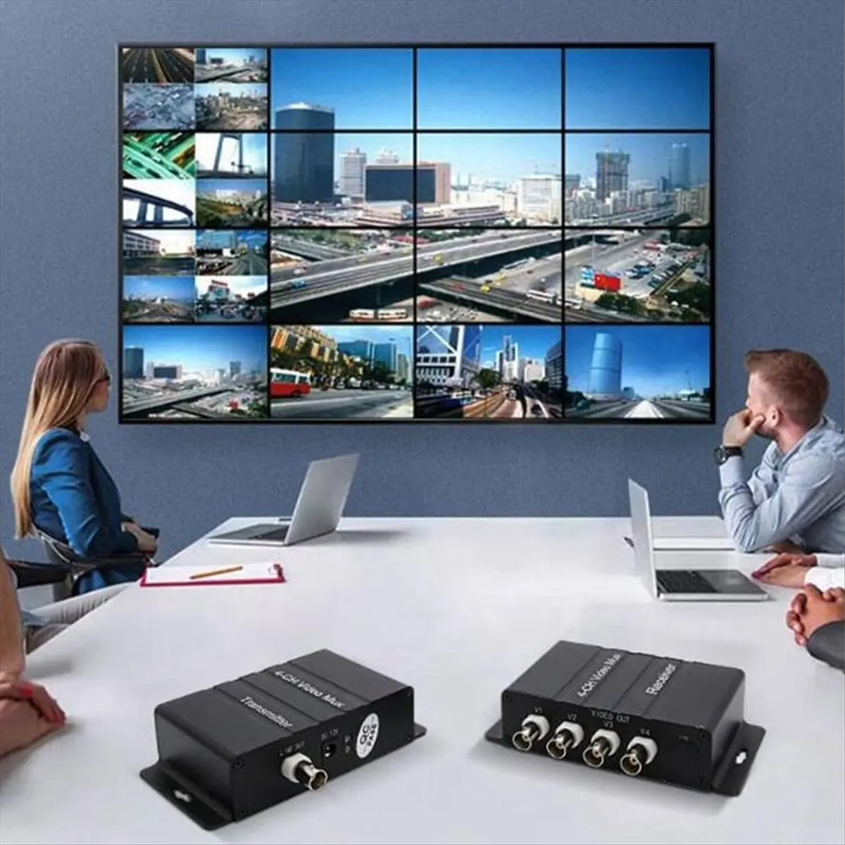 SCLS 4 Channel Video Splitter, 4 Channel CCTV Video Multiplexer,Video Splitter with Analog Color Quad Processor