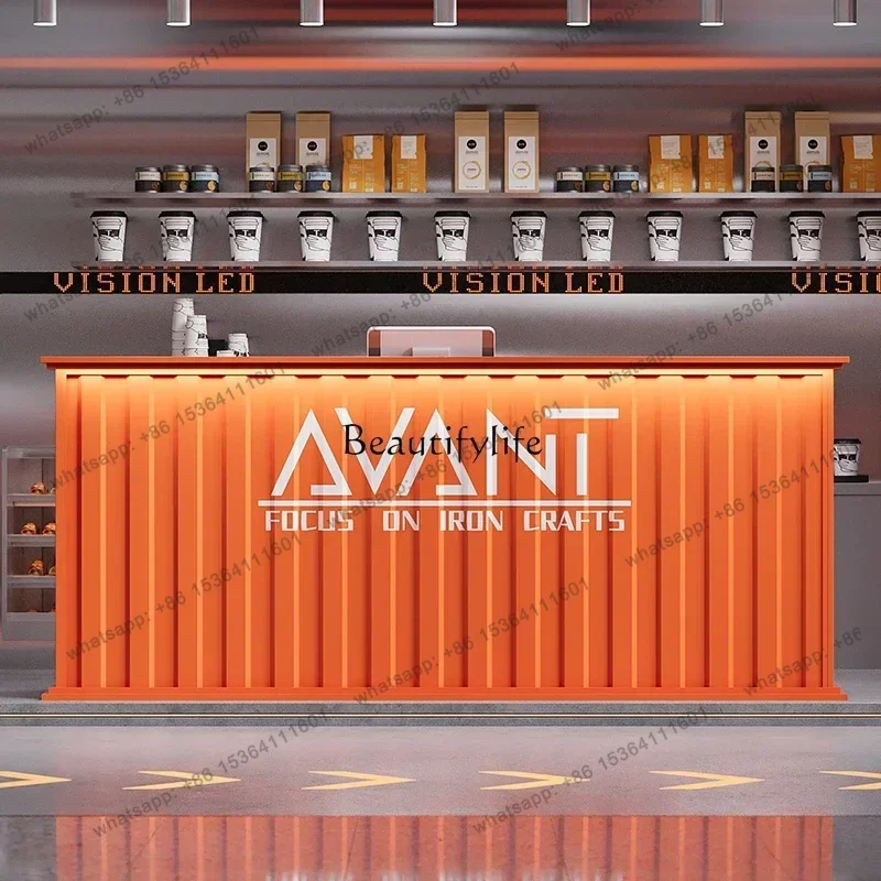 yj58 Industrial style bar, milk tea shop, bar clear bar, catering shop, small commercial wrought iron front desk