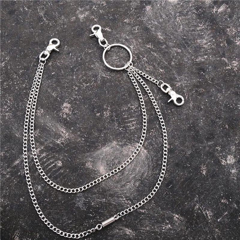 New metal double-layer combination punk hip-hop pants chain decoration pants chain men's waist chain hip-hop trend