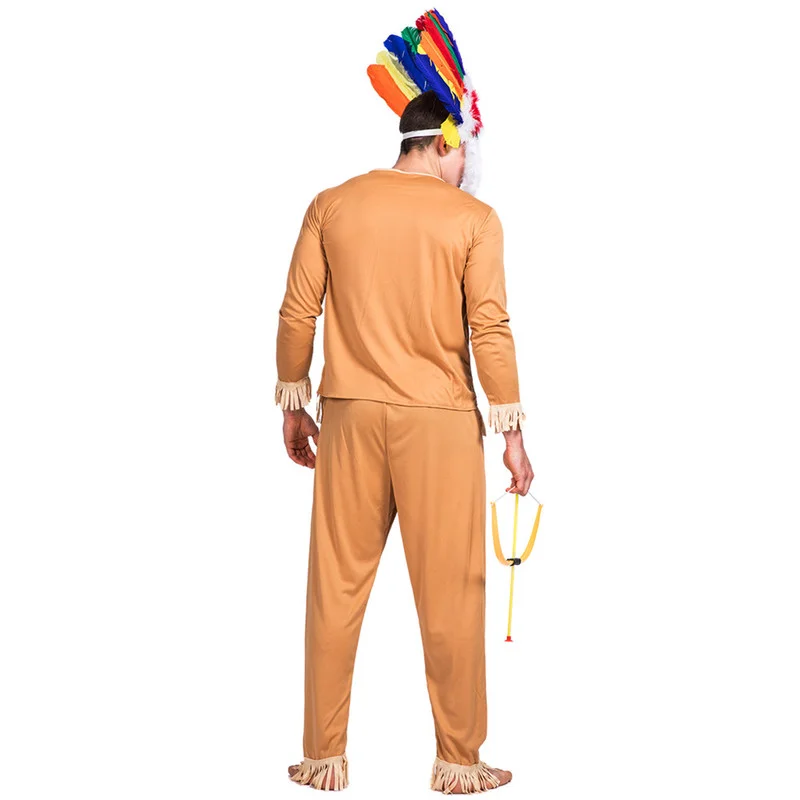 Fato de festa de Halloween nativo americano masculino, Fatos de Cosplay indianos caçadores primitivos, Carnaval de Páscoa Purim, Vestido extravagante, Barato, 2022