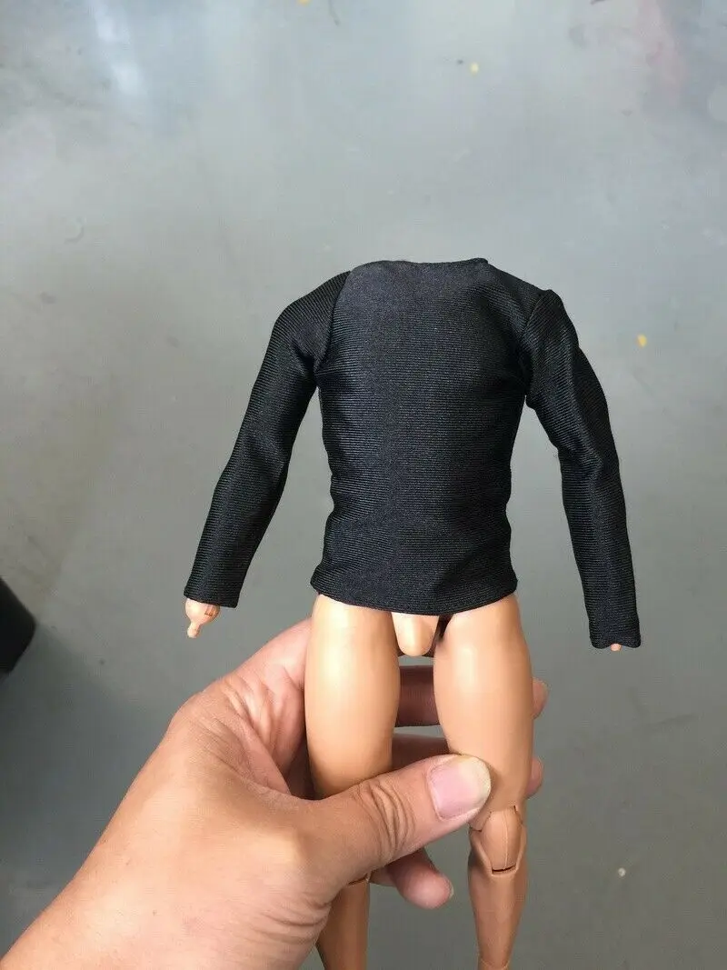

1:6 Scale Black long sleeve T-shirt For 12" Male Body Doll
