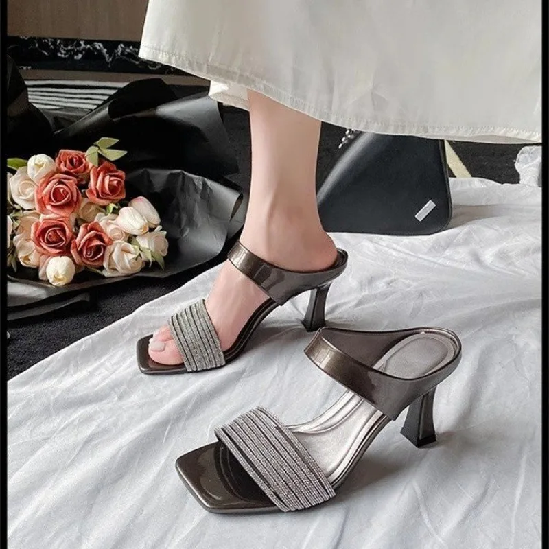 

Fashion Women's Sandals Personalized Design Rhinestone Decorative High Heels Open Toe Women's Shoes