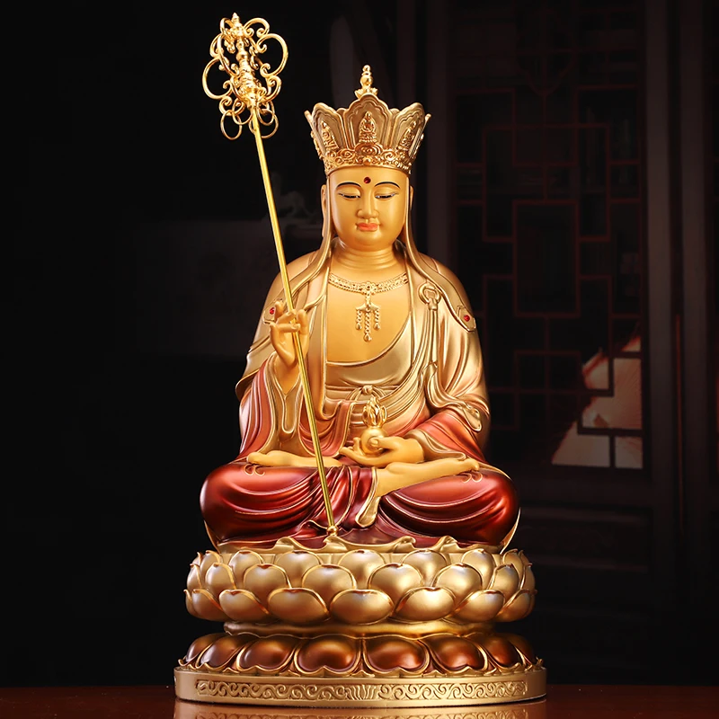 high grade gilding copper ksitigarbha Dizang pusa Patron saint Buddha statue HOME shrine bless safe health good LUCK protection