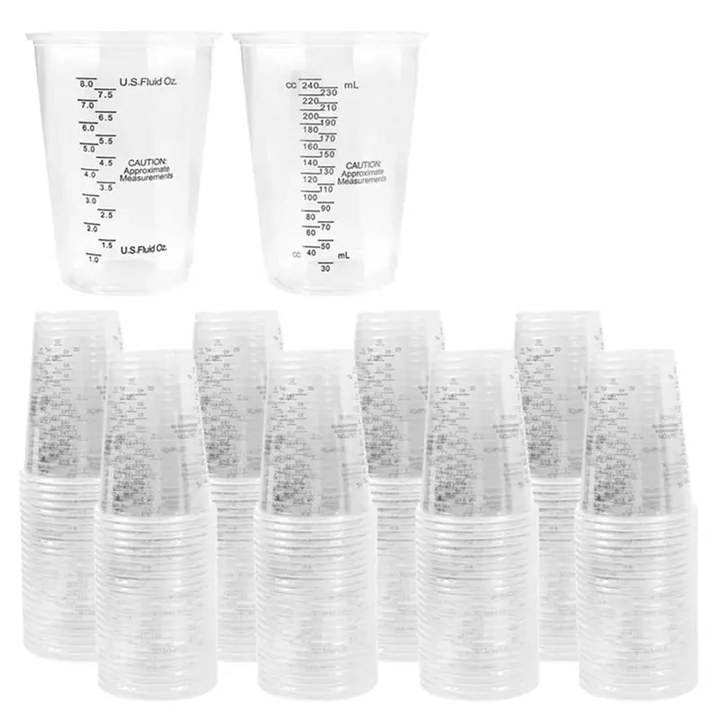 ABAH-200PCS 8Oz Disposable Measuring Cups Plastic Epoxy Resin Mixing Cups For Baking, Mixing Paint Pigments Easy Install Easy To