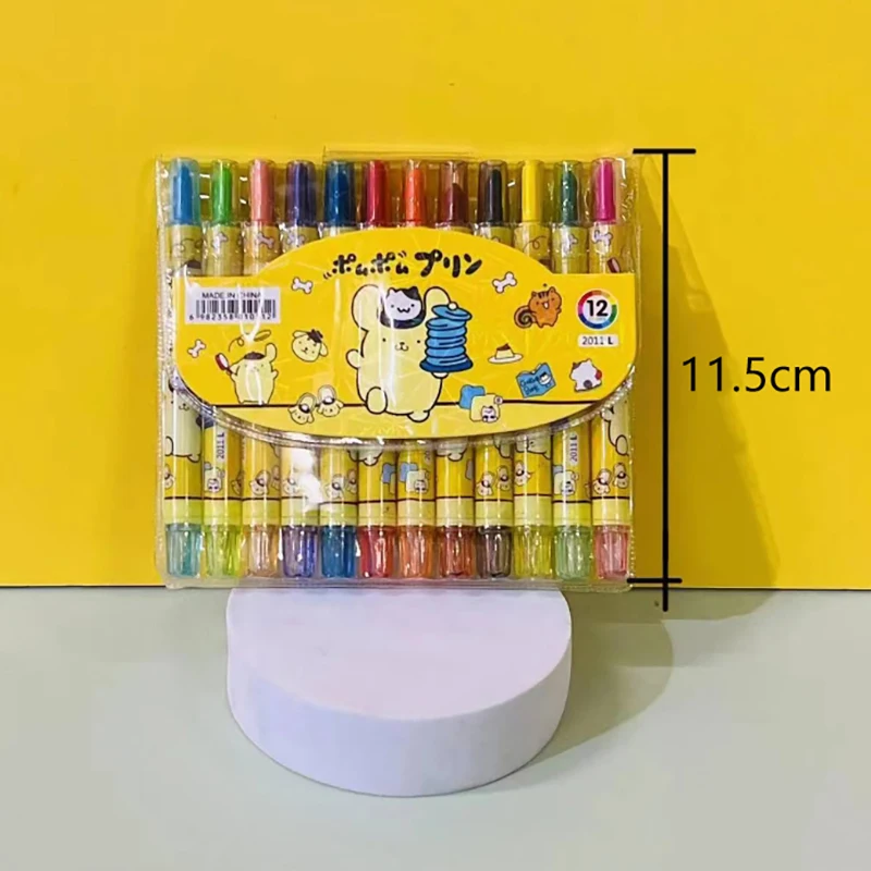 12 Stuks Cartoon Crayon Graffiti Pen Schattige Melodie Cinnamoroll Kuromi Pochacco Krijt Kid Marker Pennen Doodle Pen Tekening Briefpapier