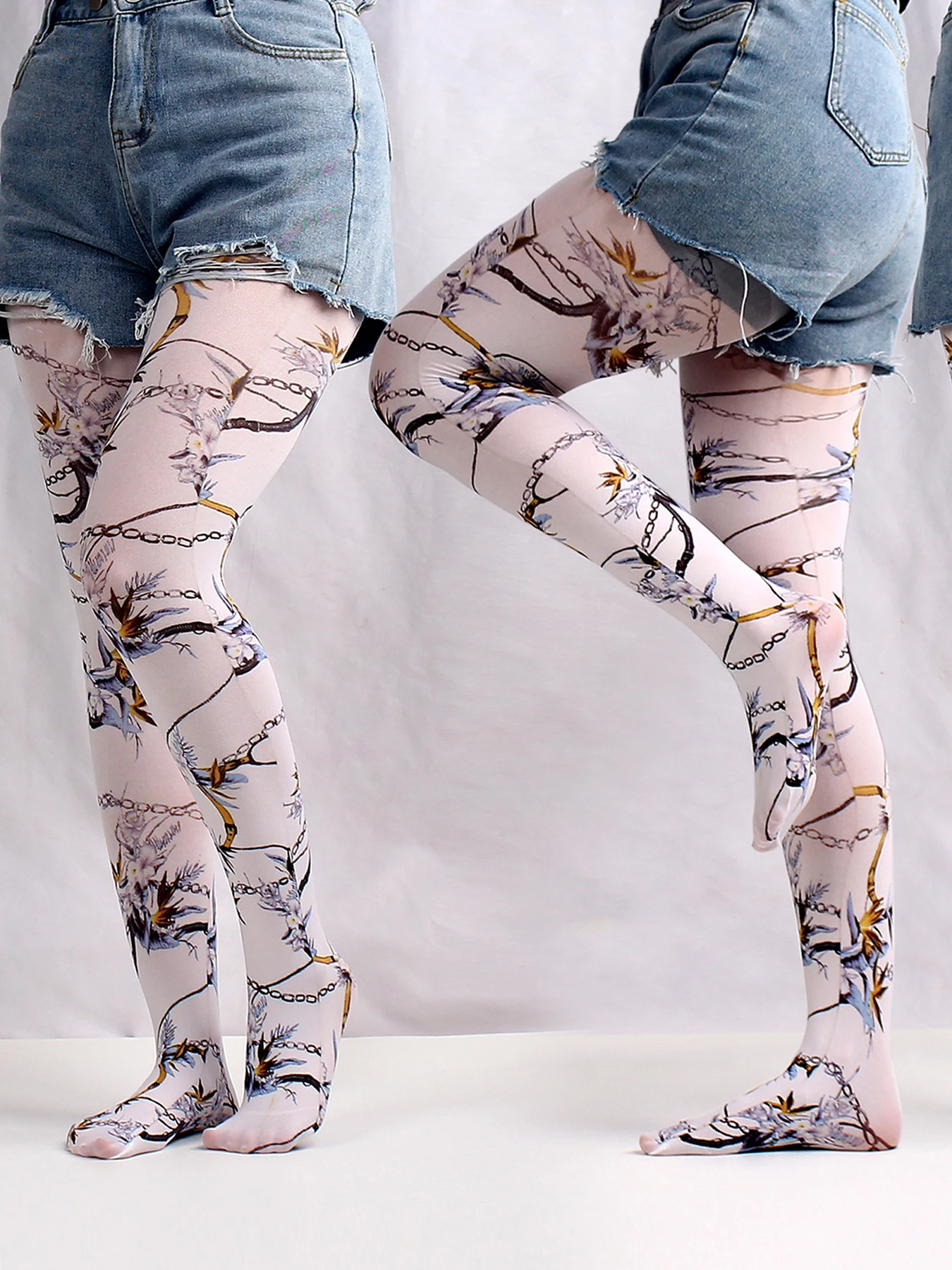 Graffiti Printed Tights For Women Camouflage Lattice Seamless Pantyhose Female Sexy Stretch Long Socks Multicolour Stockings New