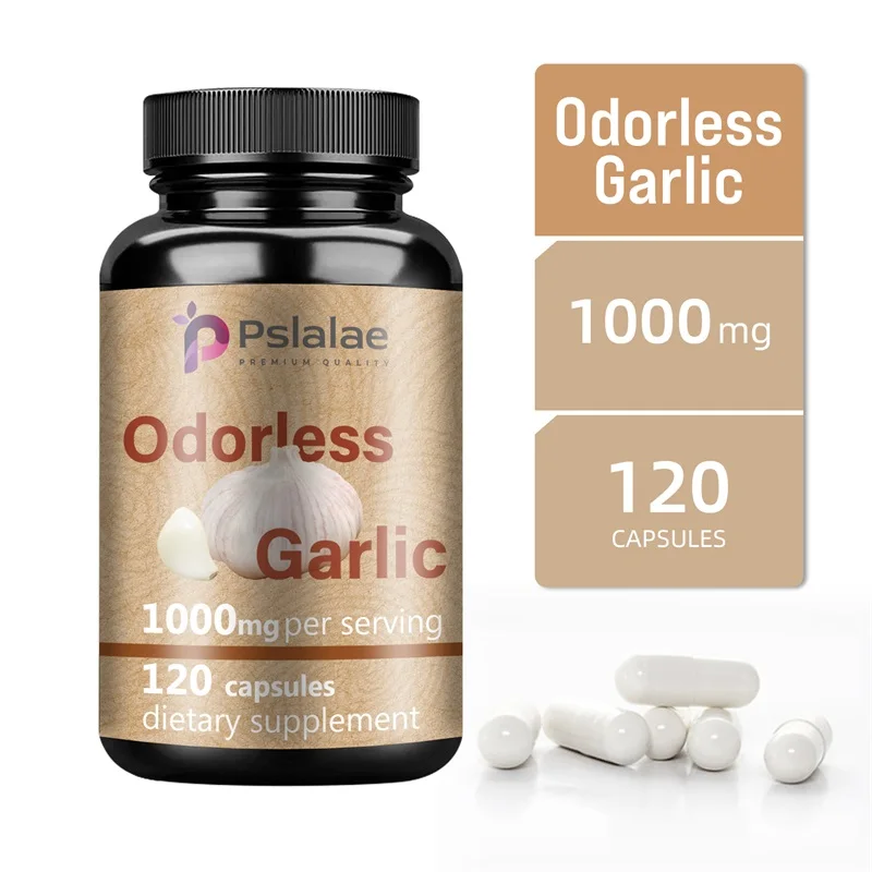 Odorless Garlic Capsules - Promotes Immune and Cardiovascular Health, Supports Cholesterol Health, Boosts Immunity