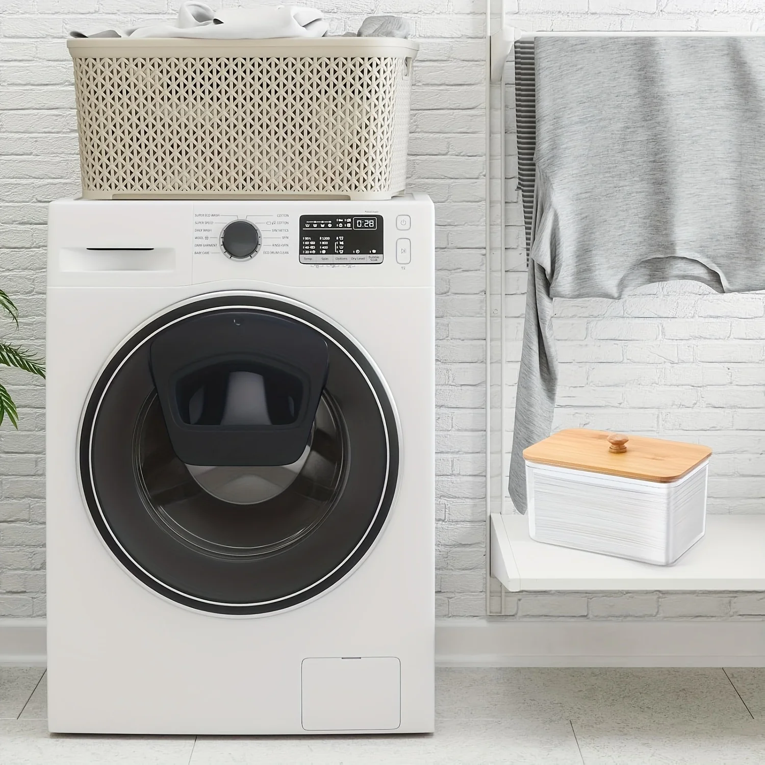 Acrylic Dryer Sheet Holder Container for Laundry Room Dryer Sheet Dispenser Laundry Room Organization Jars with Bamboo Lid
