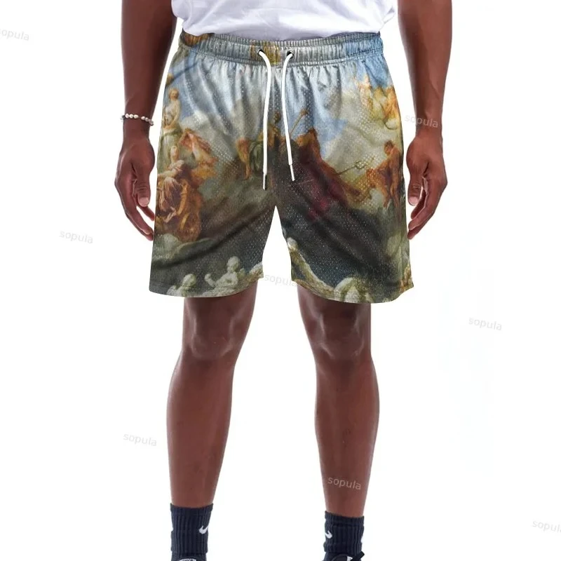 

Church Essentials Graphic Beach Shorts Swimwear Casual and Comfortable Summer Hip-Hop Shorts Fashion Casual Quick-dry Shorts