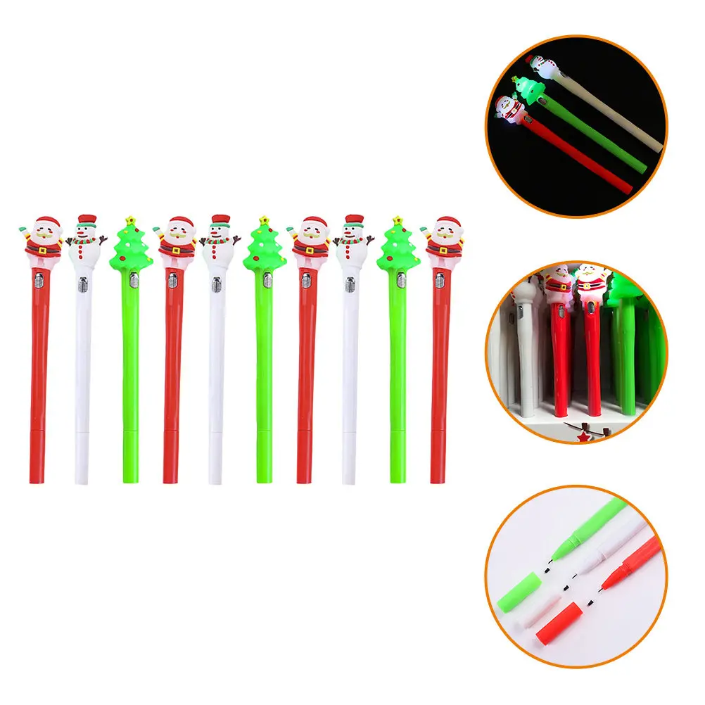 

10 шт. рождественских гелевых ручек, милые светящиеся ручки с чернилами, удобный эргономичный дизайн, портативная ручка для письма, подарок для студентов