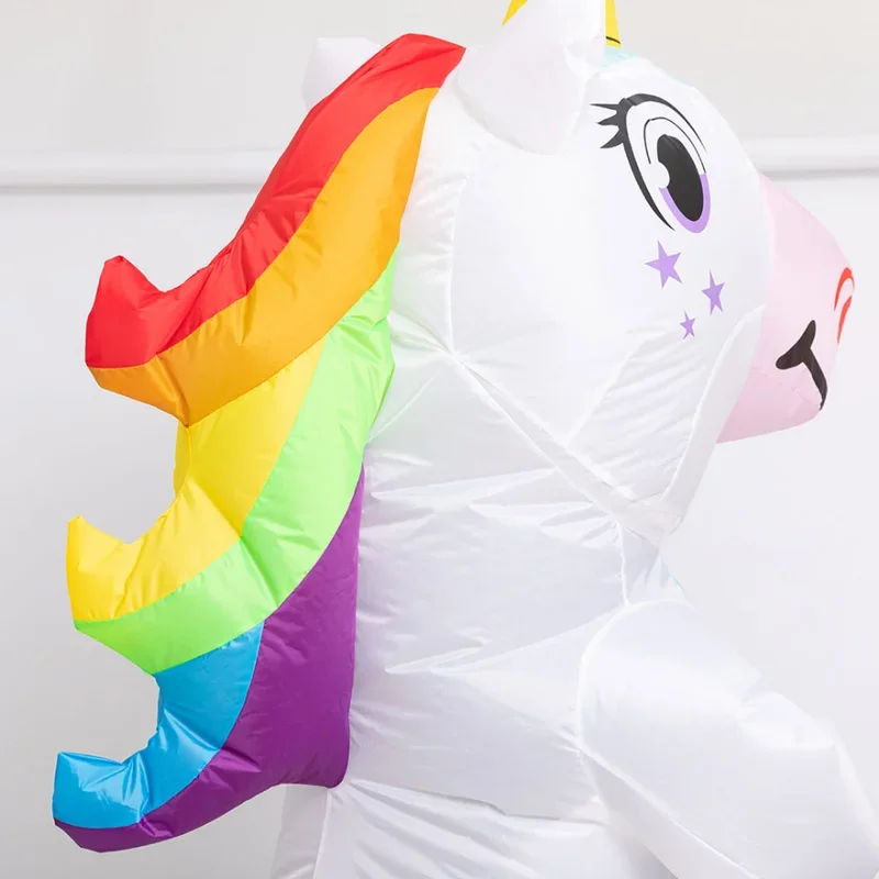 Halloween Weihnachten Karneval Geburtstag Party Urlaub Geschenk Requisiten Erwachsene Cosplay Maskottchen Cartoon Regenbogen Einhorn Aufblasbare Kostüm