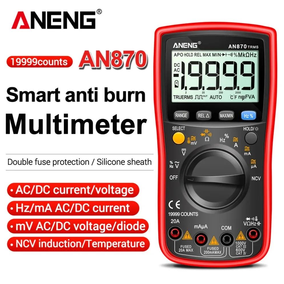 ANENG AN870 Smart Multimeter Ohm Counts AC Current NCV Capacitance Test Tool Digital Profesional 19999 Resistance Voltage Tester view 3