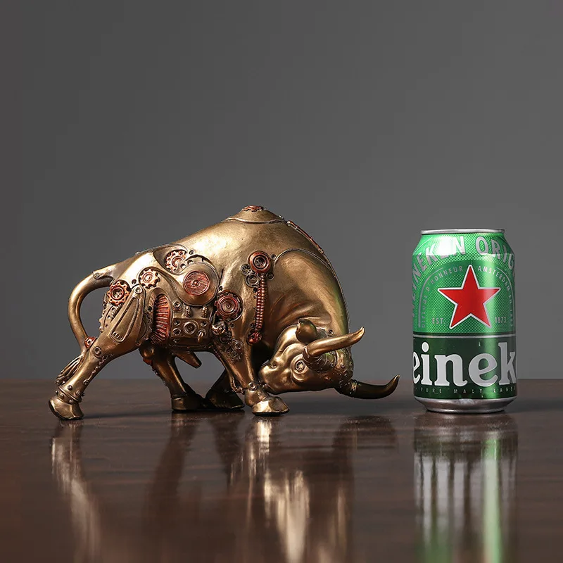 Creative Vilead Steampunk Bull Resin Animal Statue Decoration Living Room Sculpture Office Desk