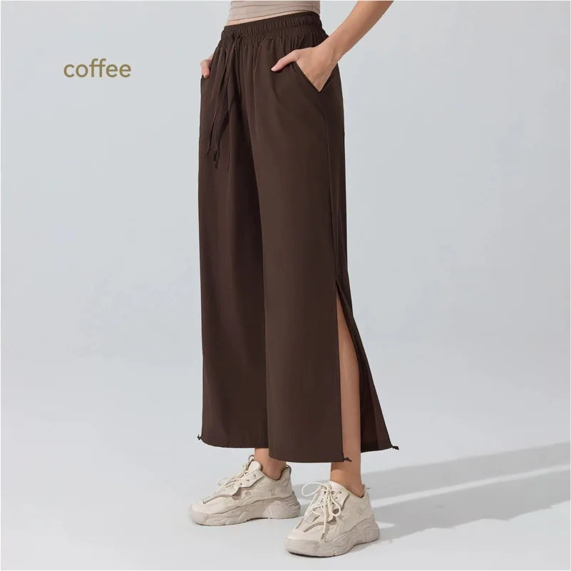 High Waisted Wide Leg Pants Women - Loose Fit Cuffed Yoga Pants, Trousers Pilates, Gym Workout & Fitness Activewear Bottoms