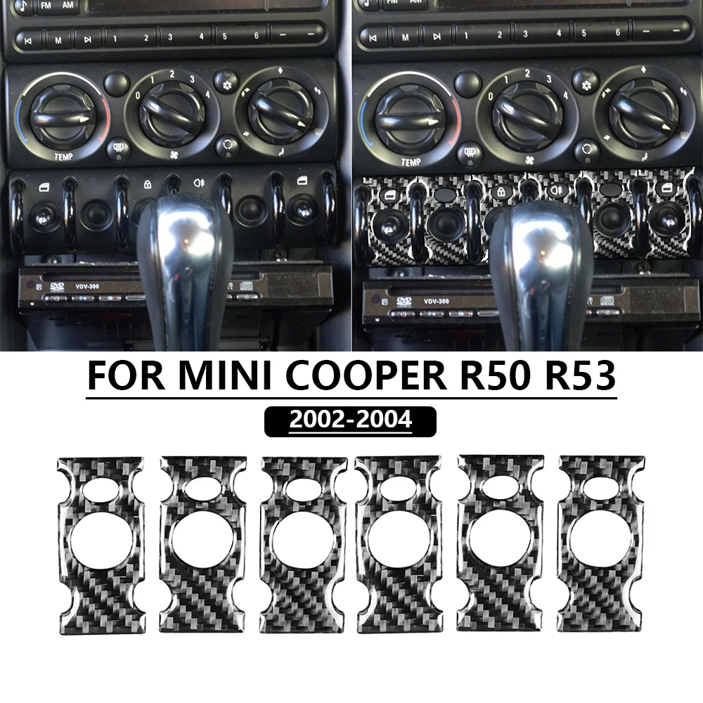 For MINI COOPER R50 R53 2002-2004 Car Center Console AC CD Panel Trim Set Carbon Fiber Interior accessories Decoration Sticker